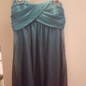 Teal strapless party dress